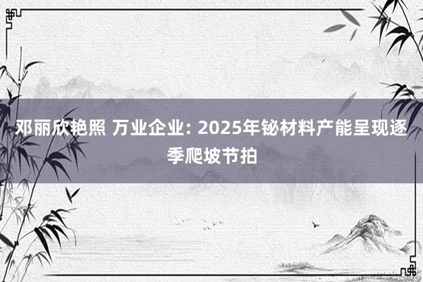 邓丽欣艳照 万业企业: 2025年铋材料产能呈现逐季爬坡节拍